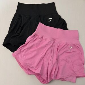 Gymshark Vital Seamless 2.0 2 in 1 Athletic Shorts Black/Pink Womens XS Lot of 2
